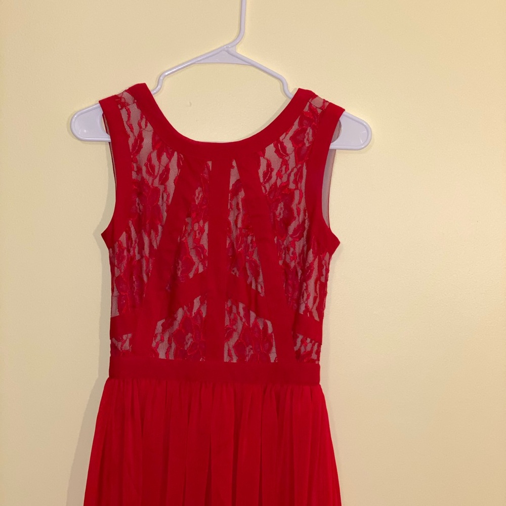 Red lace long evening/ prom dress.